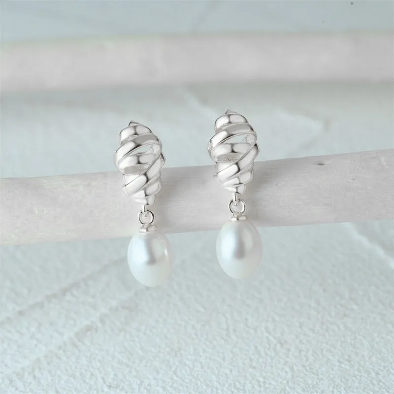 Sterling Silver Personalized Special Shaped Pearl Pendant Drop Earrings