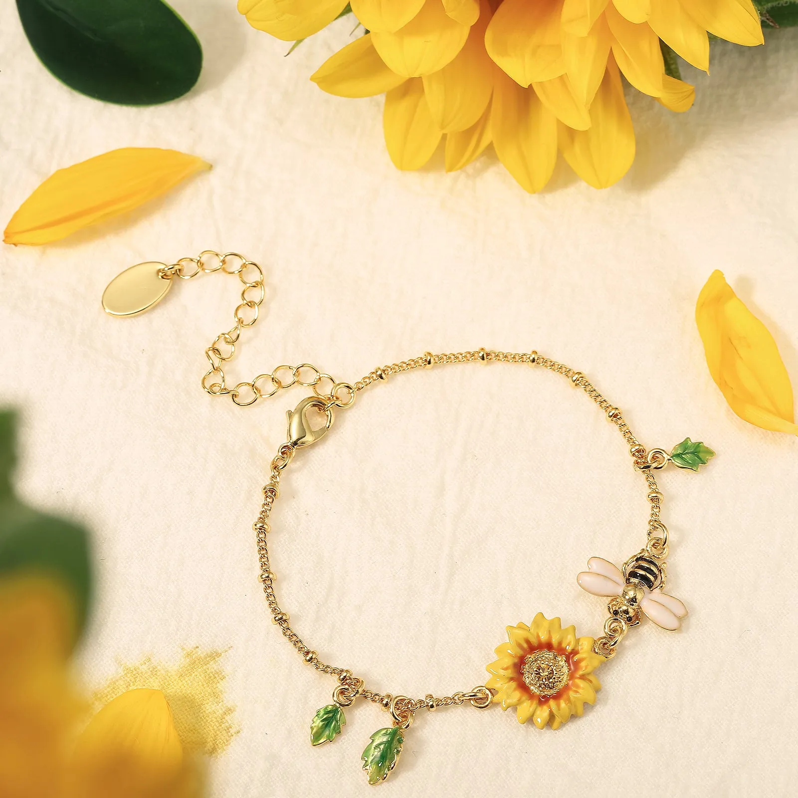 Sunflower & Bee Bracelet