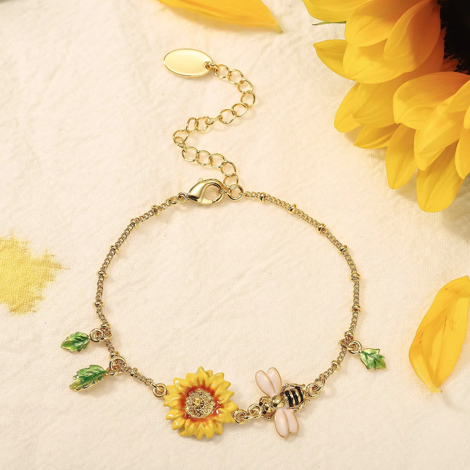 Sunflower & Bee Bracelet