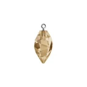 Swarovski 14.5mm Twisted Drop Pendant with Rhodium Cap - Crystal Golden Shadow (1 Piece)