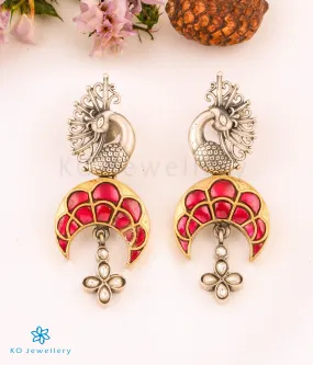 The Vyoma Silver Peacock Kundan Earrings (2 Tone)