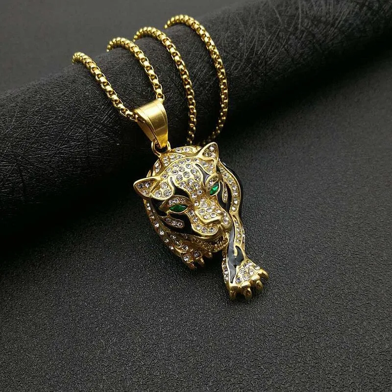 Tiger Rhinestone Pendant Necklace