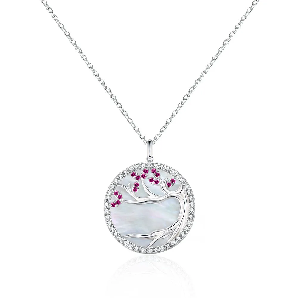 Tree of Life Pendant Necklace White Mother of Pearl for Women 0204