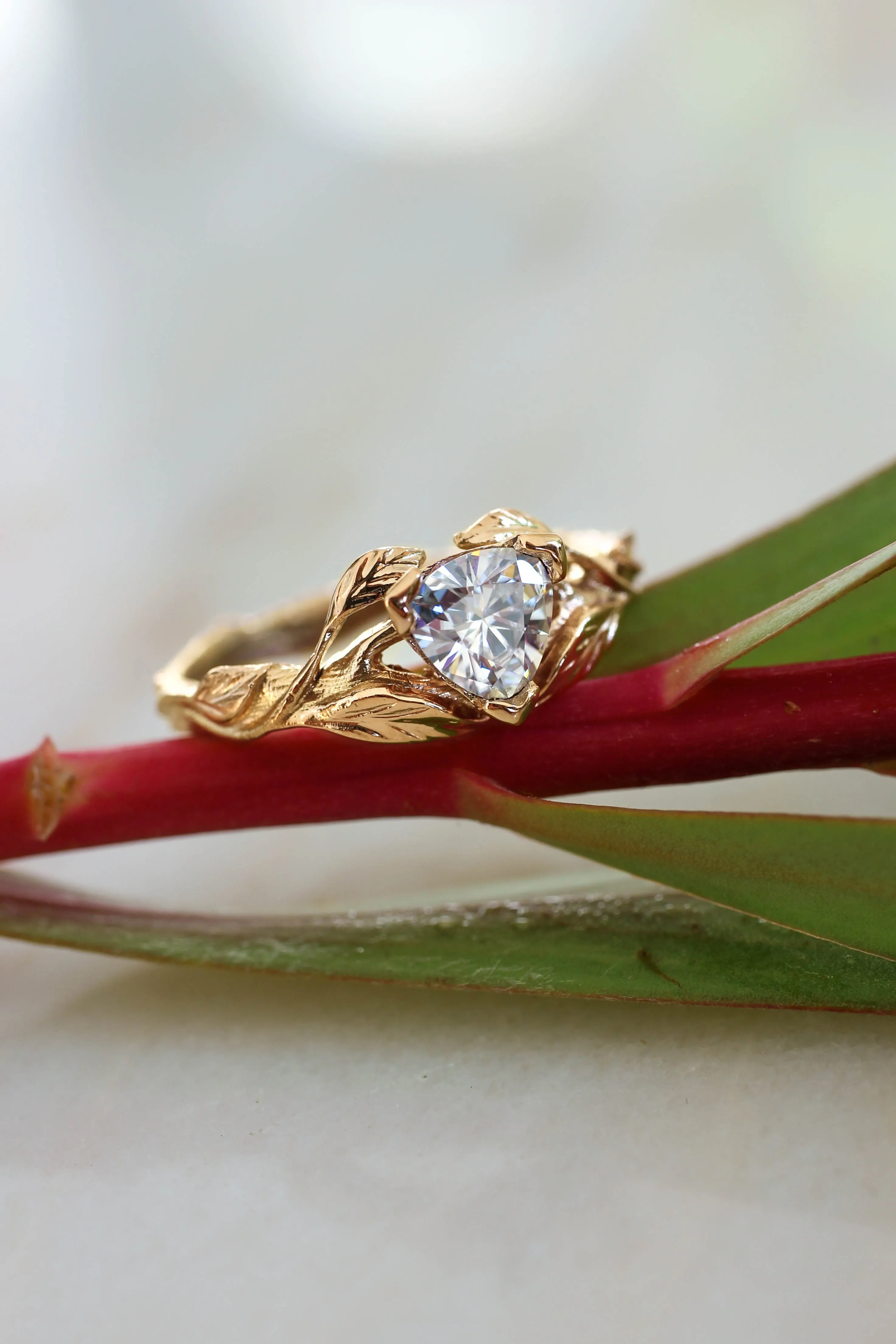 Trillion cut moissanite ring / Clematis