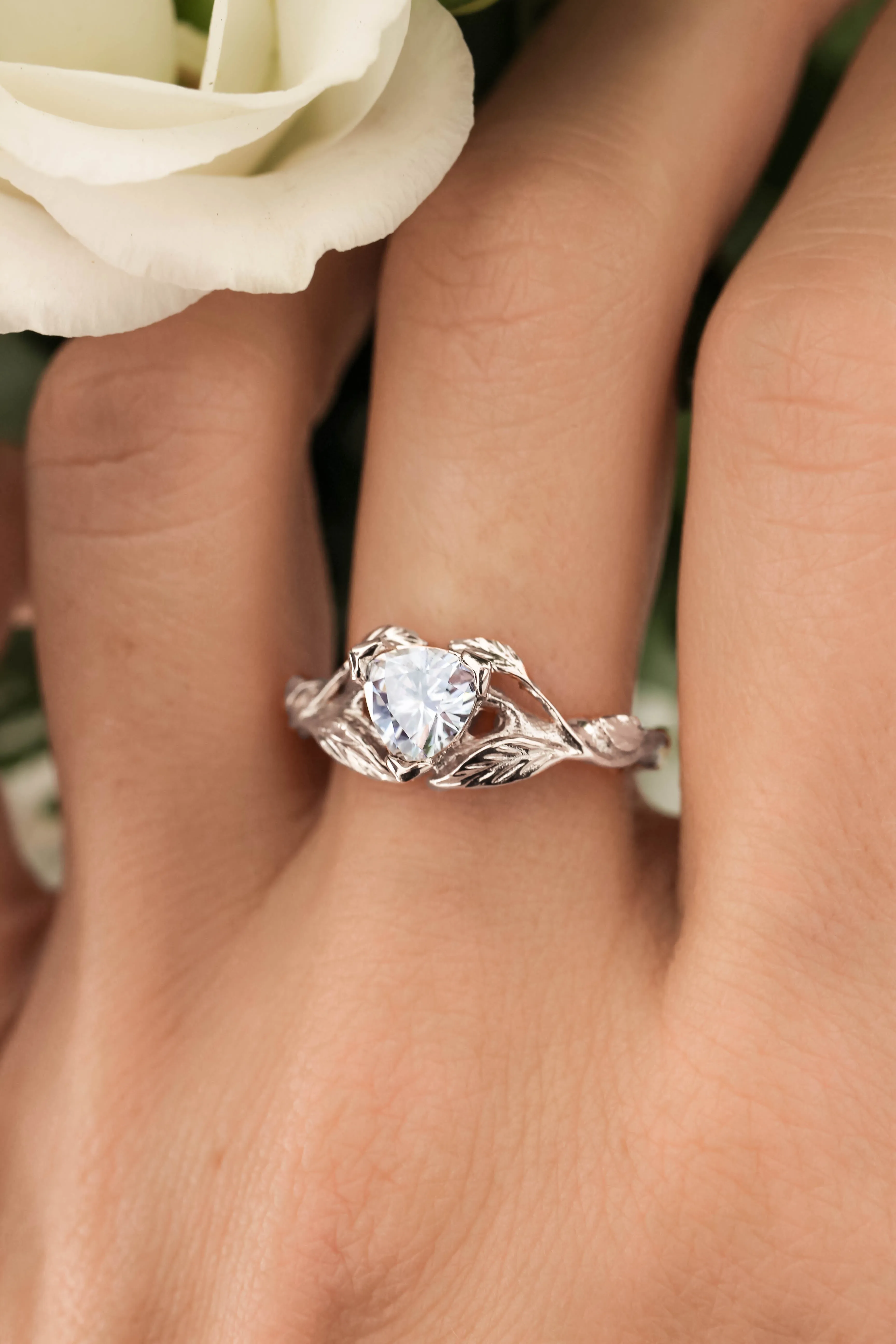 Trillion cut moissanite ring / Clematis