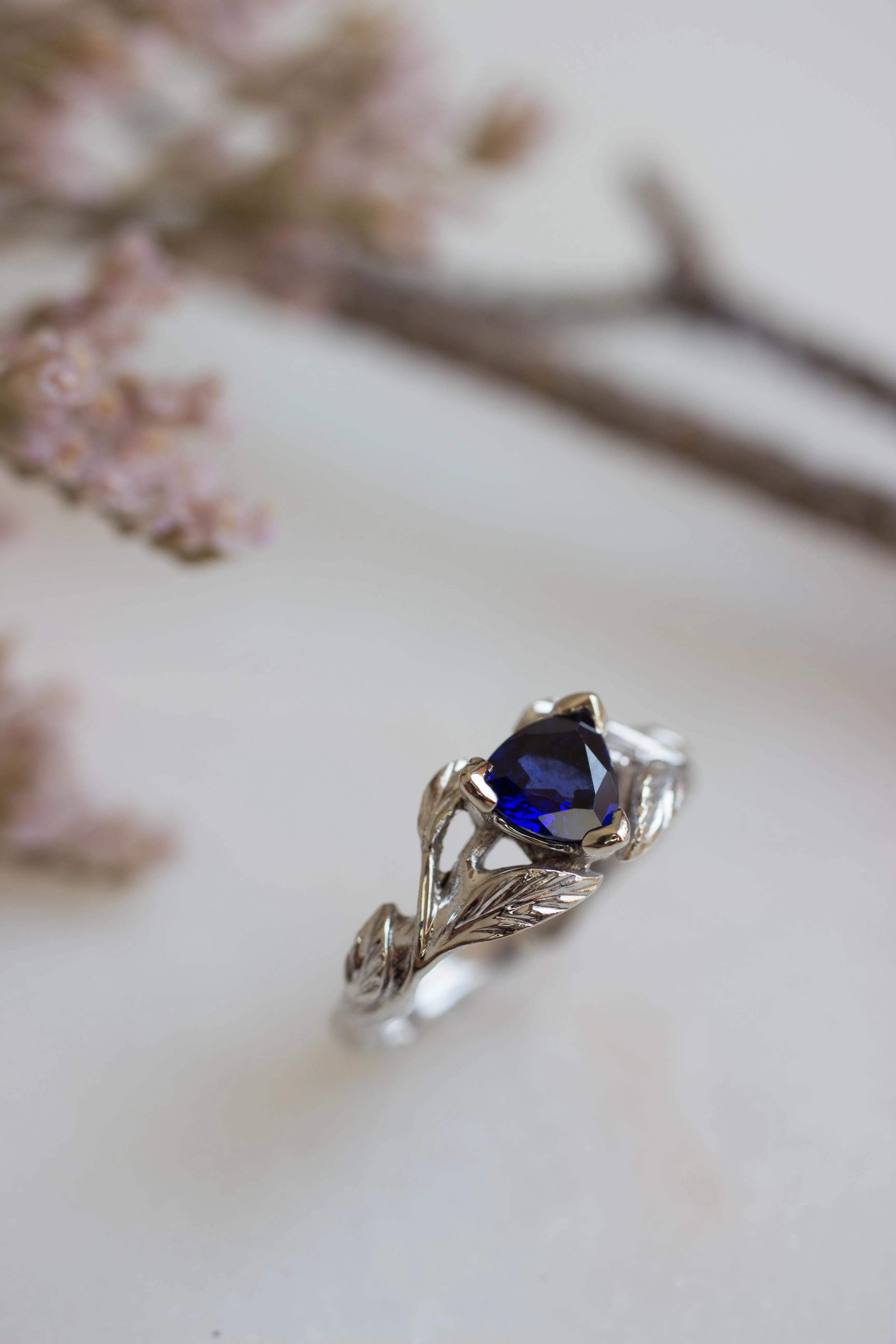 Trillion cut sapphire ring / Clematis