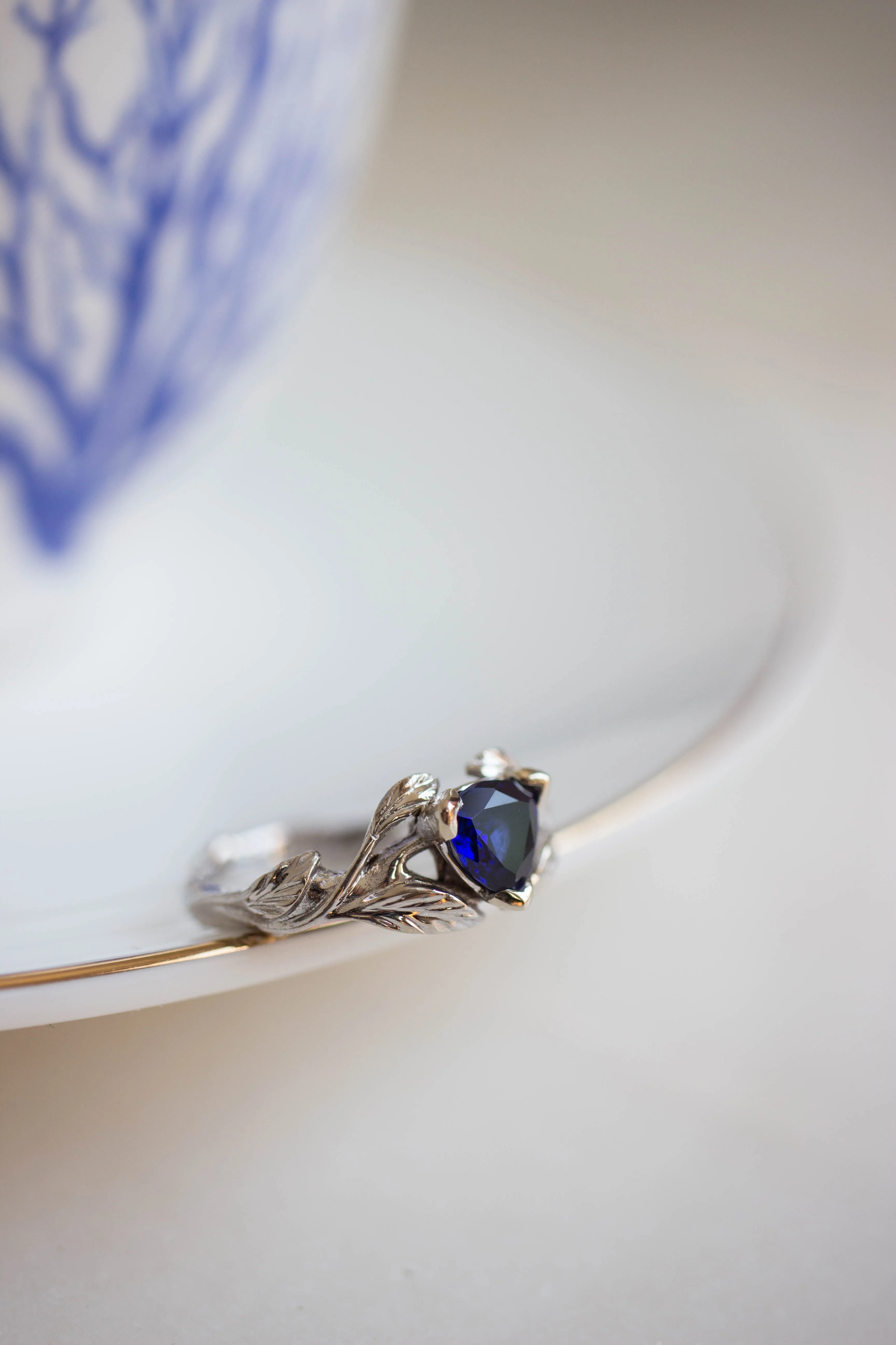 Trillion cut sapphire ring / Clematis