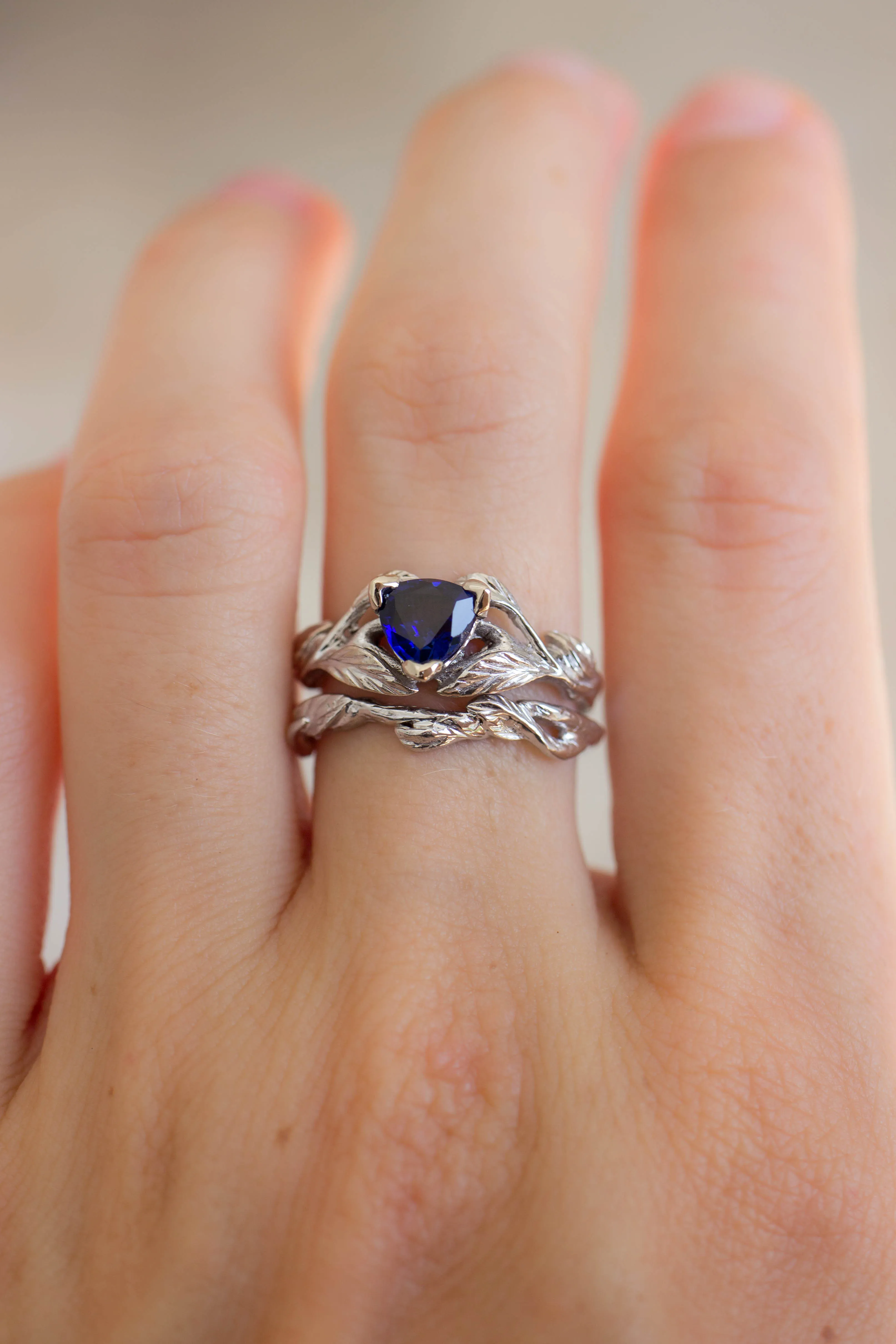 Trillion cut sapphire ring / Clematis