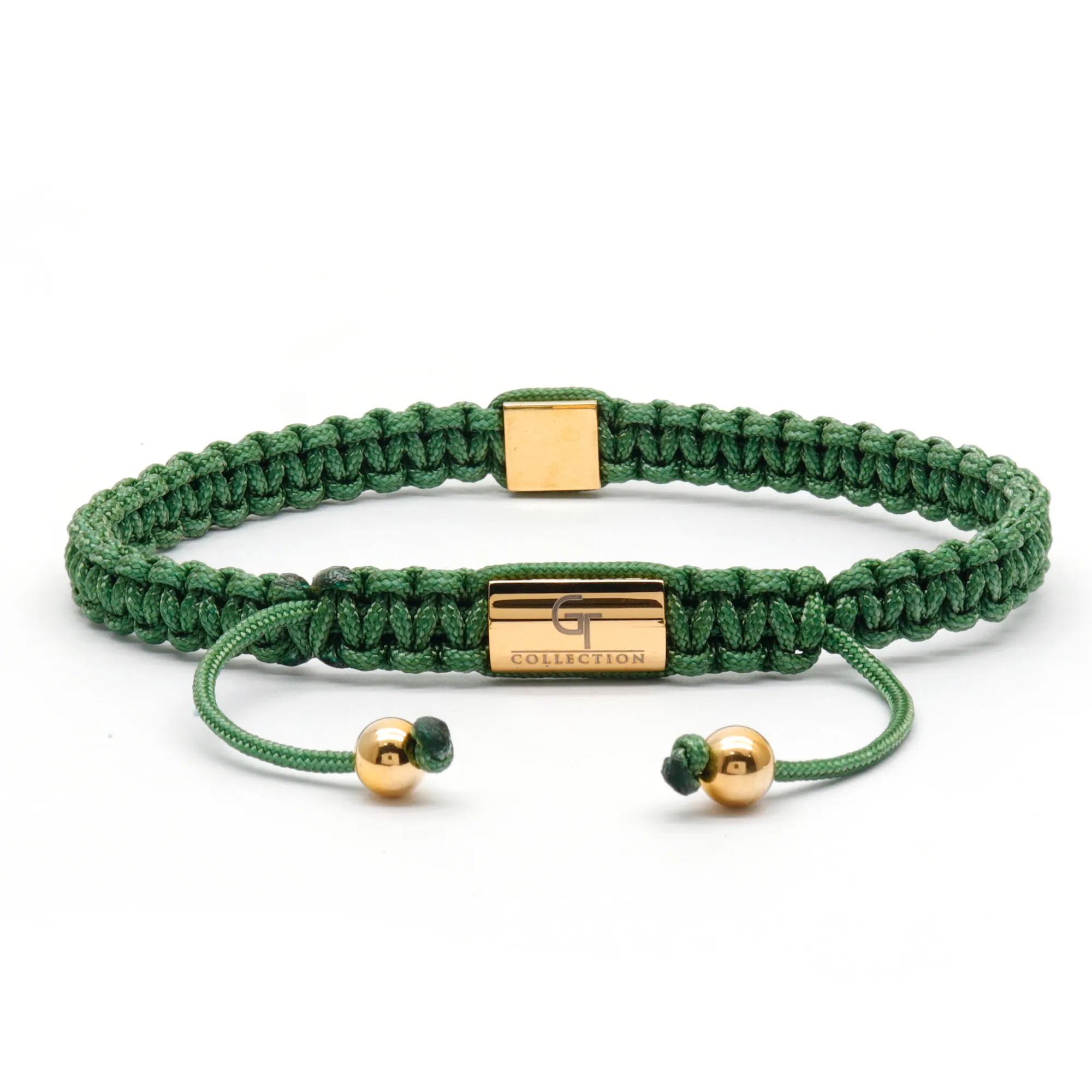 Unisex Green Bracelet - Golden Pyramid with Zircon Diamond