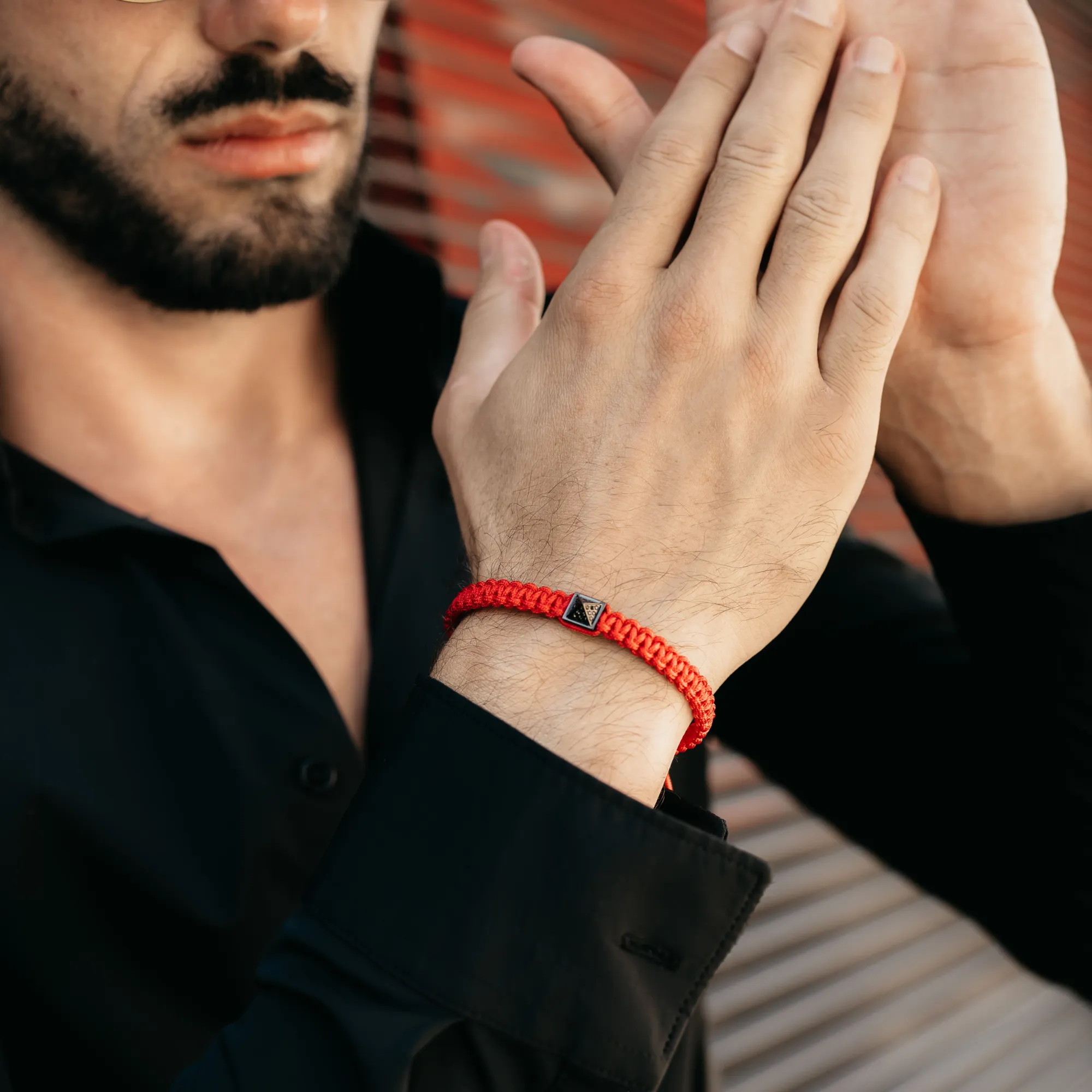 Unisex Red Bracelet - Black Pyramid with Zircon Diamond