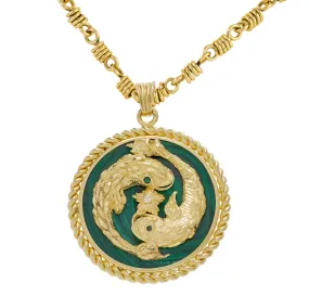 Van Cleef & Arpels Malachite and Diamond Pisces Zodiac Pendant