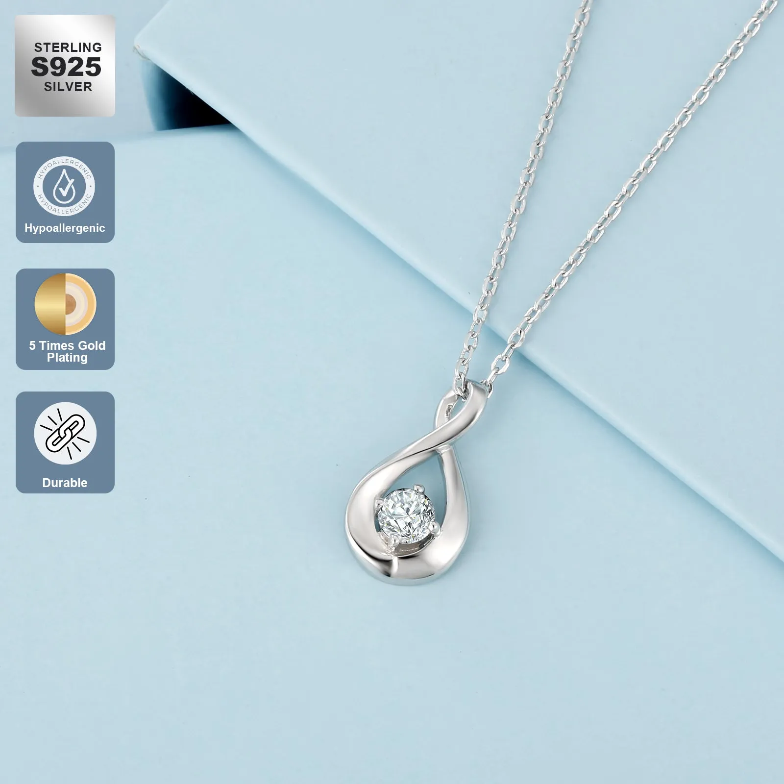 Water Drop VVS1 Moissanite Pendant Necklace for Women 0415