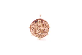 Wholesale Greek Coin Medallion Disc Charm - 16k gold plated over Brass Saint Religious Roman Cross Round Coin HarperCrown Etsy  Pendant B187